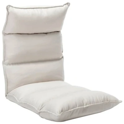 Image de vidaXL Chaise pliable de sol Crème Tissu325237