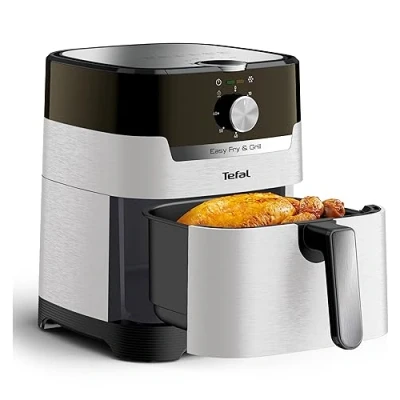 Afbeelding van Tefal EY501A Easy Fry &amp; Grill heteluchtfriteuse, 4,2 liter capaciteit, 2 in 1 technologie, extra crisp energiebesparend, grilltechnologie, timer, wit