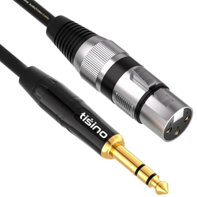 Afbeelding van Tisino microfoonkabel XLR vrouwelijk naar TRS 6,35 mm, mm stereo jack 3 polige aansluiting, gebalanceerde voor luidspreker m