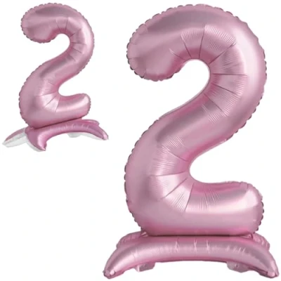 Afbeelding van Ballon 2ème Anniversaire Numéro 2 Rose Debout XXL Géant en Aluminium 82cm Decoration Fille, de Deco pour Anniversaire.