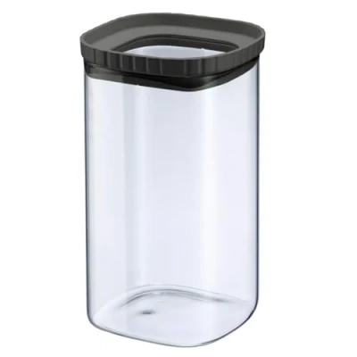 Afbeelding van Westmark Glazen Pot met Siliconen Deksel Praktische bewaarpot deksel, Ideaal voor het Bewaren van pasta, specerijen, thee, snoep en veel meer, Vierkant, Stapelbaar 1.080 ml