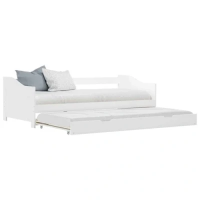 Afbeelding van Bedbankframe uittrekbaar grenenhout wit 90x200 cm