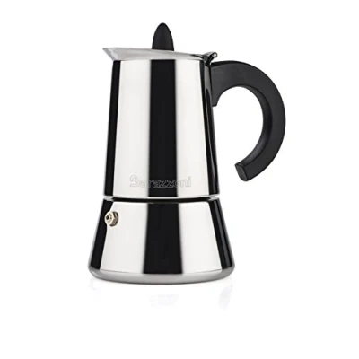 Afbeelding van Barazzoni Het roestvrijstalen koffiezetapparaat voor 2 kopjes, gecertificeerd door de Italiaanse Academie Maestri del Café. Geschikt inductie.