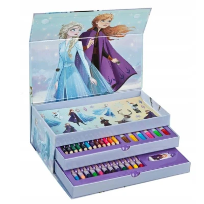 Afbeelding van Undercover Frozen 44 delige kleurkoffer creatieve set voor kinderen met 3 vakken vol schilderplezier kleurpotloden poster, stickers