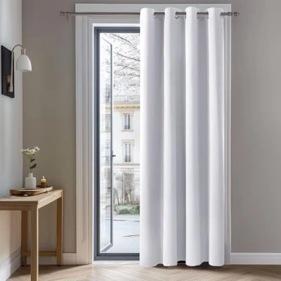Afbeelding van Deconovo thermisch geïsoleerde verduisterende gordijnen, 132x229 CM (breedte x hoogte), gordijnen voor woonkamer en slaapkamer, modern oogjesontwerp, No?l Pearl Grey, 1delig