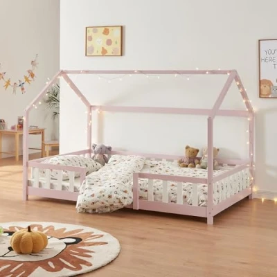 Afbeelding van Kinderbed Sisimiut huisbed 200x140 cm roze en wit [en.casa]