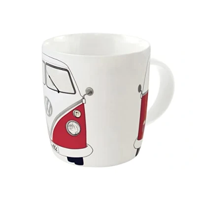 Afbeelding van BRISA VW Collection Volkswagen Grote keramische mok voor koffie, thee en cappuccino met Combi T1 Bus design (combi/rood)