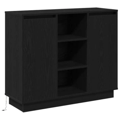 Afbeelding van vidaXL Sideboard met LED Zwart Eiken 90x32x75 cm Bewerkt Hout