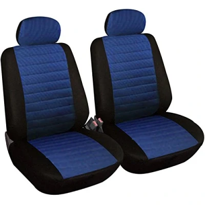 Afbeelding van Stoelhoezen, voor autostoelen vooraan, 2 stuks, personenauto&#039;s, bestelwagens en busjes zonder zij airbag, universeel, blauw