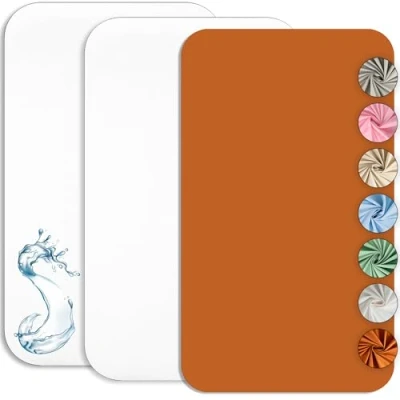 Afbeelding van Cododo Hoeslaken, 55 x 90 cm (2 stuks) + 1 matrasbeschermer, waterdicht, set van 2 lakens en Oeko Tex (wit/camel, cm)