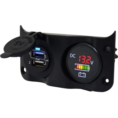 Afbeelding van dubbel USB &amp; Volt/accu indicator