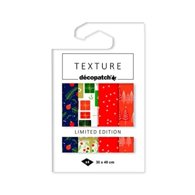 Afbeelding van Décopatch TD876C Noel My Little Gift zakje met 4 vellen bedrukt papier folie effect warm vergulden metallic personaliseren moderniseren DIY en creatieve vrije tijd 30 x 40 cm