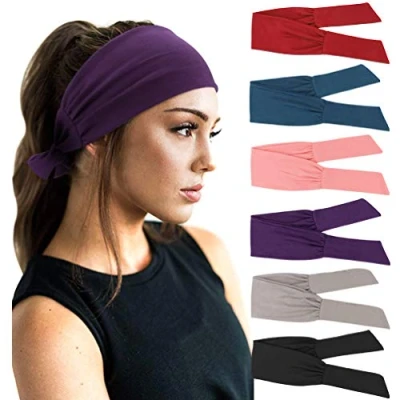 Afbeelding van DRESHOW 6 delige haarband voor dames, yoga, hardlopen, sport, training, schattige haarbanden, accessoires, verpakkingen: rood/zwart/donkerpaars/koraalrood/marineblauw/zilvergrijs, één maat