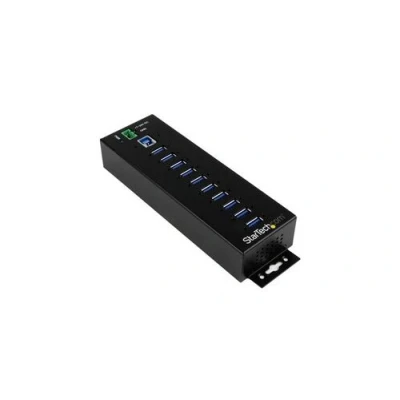 Image de StarTech.com Hub USB 3.0 industriel à 10 ports Alimentation externe Protection contre DES et les surtensions jusqu&#039;à 350 W (HB30A10AME) Concentrateur (hub) x 3.2 Gen 1 Montage sur rail DIN fixation murale Conformité TAA pour P/N: