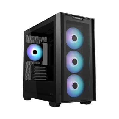 Image de ASUS A21 Plus microATX panneau latéral fenêtré (verre trempé) pas d&#039;alimentation noir USB/Audio