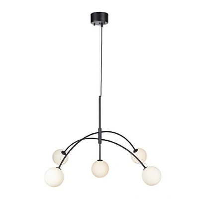 Afbeelding van Heaven Hanglamp, 5 x 28 W, van zwart metaal en opaalglas