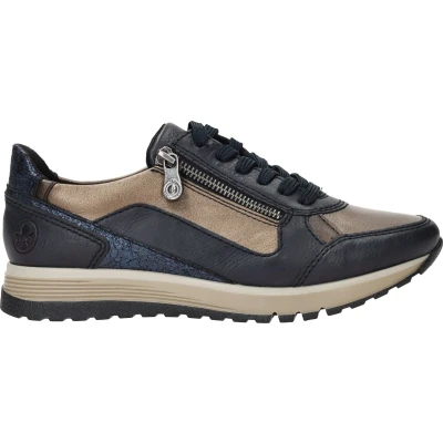 Afbeelding van Rieker Sneakers laag, Dames, Maat: 43, Blauw Imitatieleer/ textiel