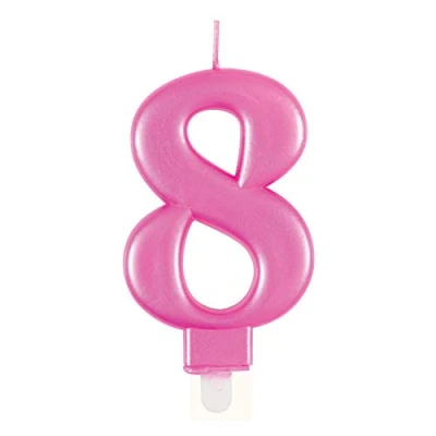 Afbeelding van Unieke verjaardagskaars nummer 19608 20,3 cm, roze, metallic, 1 stuk