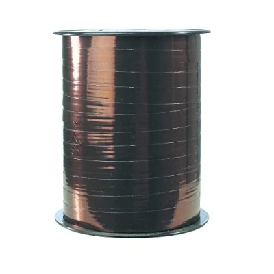 Afbeelding van Clairefontaine 602073C een spoel metallic bolduc lint 250 m x 7 mm chocoladebruin decoratief cadeau lint, doe het zelf, geschenkverpakking