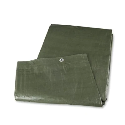 Afbeelding van Mivos Afdekzeil, 4 x 5 m, groen, PPPE, zeildoek, 90 g, waterdicht, met aluminium ogen, schimmelbestendig, universeel, voor auto, meubels, boot, hout