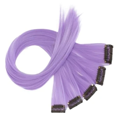 Afbeelding van CAISHA 55 cm, kleurrijke strengen, clip in extensions, glad haar, lang, haarstukje, Bonjour BST140
