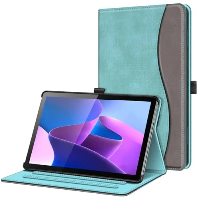 Afbeelding van FINTIE beschermhoes voor Lenovo Tab M10 3e generatie 10,1 inch 2022 (TB328), hoes met meerdere posities documentenvak, (3e generatie), turquoise