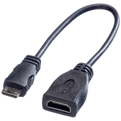 Afbeelding van ROLINE Monitorkabel HDMI High Speed met Ethernet, Female Mini Male, 0,15 m