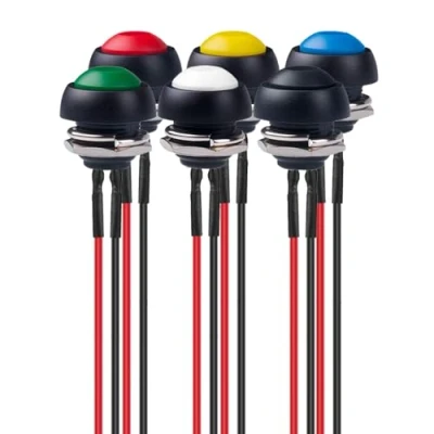 Afbeelding van Gebildet 6 stuks 12 mm voorbedrade waterdichte Momentane drukknop SPST ON/OFF 3A/250VAC, ontgrendelbare ronde knop, voor auto trompet,PC, huisbel