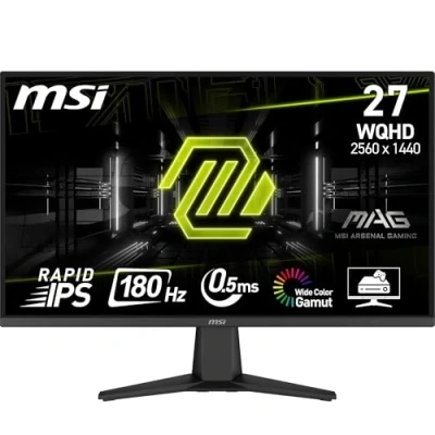 Afbeelding van MSI MAG 275QF 27 inch WQHD Gaming Monitor 2560 x 1440 Snel IPS paneel, 180Hz/0,5ms (GtG, min.), 101% sRGB kleurengamma, frameloos design, HDR Ready DisplayPort 1.4, HDMI 2.0b (WQHD @ 144