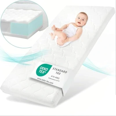 Afbeelding van Sun Garden Babymatras, kindermatras 70 x 140 cm met stabiele rand, Oeko Tex 100 gecertificeerd, babymatras voor babybed, kinderbed of reisbed, overtrek wasbaar tot 60 C