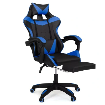 Afbeelding van Fauteuil de gaming ALEX réglable avec repose pied, coussin tête et lombaire noir bleu