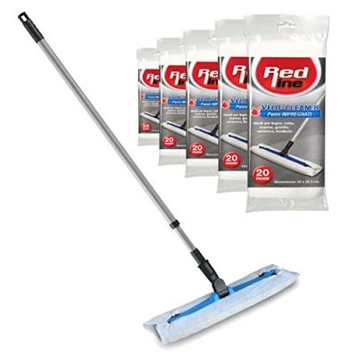 Afbeelding van I.P.P.A. Vloerreinigingsset Base 39,5 cm x 11 cm, uittrekbare handgreep 130 en 100 elektrostatische doeken geïmpregneerd (45 22 cm). Compatibel met Swiffer systemen.