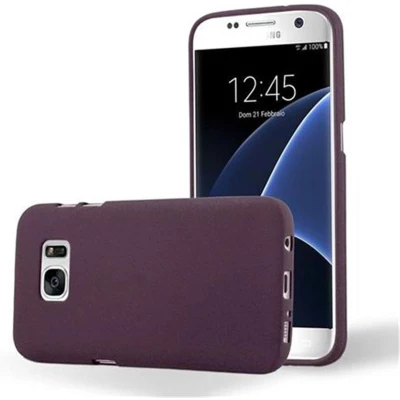 Afbeelding van Cadorabo Hoesje geschikt voor Samsung Galaxy S7 in FROST BORDEAUX PAARS Beschermhoes gemaakt van flexibel TPU silicone Case Cover