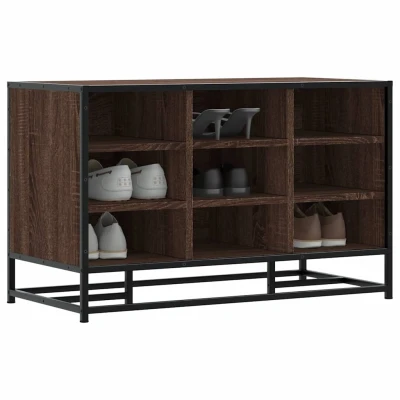Afbeelding van vidaXL Schoenenbank 84x40x53,5 cm bewerkt hout en metaal bruin eiken