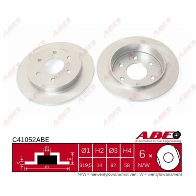 Afbeelding van ABE C41052ABE Remschijf Achteras 319,5 14 6 volledig