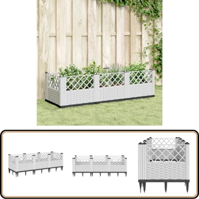 Afbeelding van Plantenbak met pinnen 123,5x43,5x43,5 cm polypropeen wit