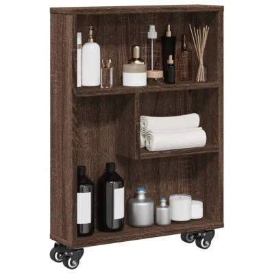 Afbeelding van vidaXL Opbergtrolley smal 48x13x68 cm bewerkt hout bruin eikenkleurig