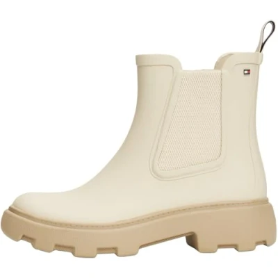Afbeelding van Tommy Hilfiger Rubber FLAG Cleated Rainboot Regenlaarzen, Dames, Maat: 38, Newsprint Imitatieleer/ textiel