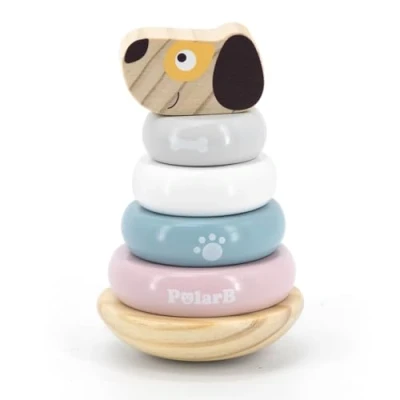 Afbeelding van PolarB Puppy Houten Tuimelring Piramide 44042