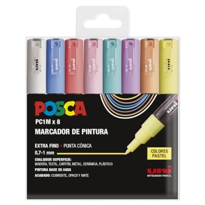Afbeelding van Acrylverfmarkeerder POSCA PC 1M/8C Taart 0,9 1,3 mm 8 Onderdelen