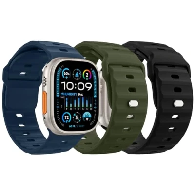Afbeelding van MoKo Oceaanband, 3 stuks, compatibel met Apple Watch Ultra 2, bandje 49, 46, 45, 44 en 42 mm, mannen, vrouwen, siliconen reserveband voor iWatch band serie 10 9 8 7 6 5 4 SE B/A/D