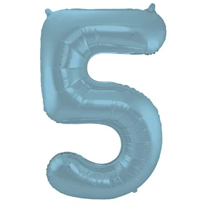 Afbeelding van Folie ballon cijfer 5 Mat Pastel Blauw 86cm