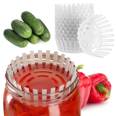 Afbeelding van KADAX 10 stuks fermentatiegewichten voor inmaakpotten, fermentatiedeksels van kunststof, voedselverzwaring met net zuurkool, kimchi en komkommers, fermentatiehulp (fi 100 mm)