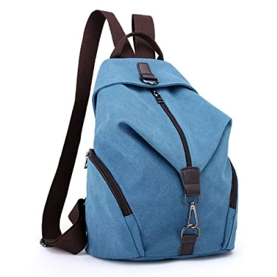 Afbeelding van EVEOUT Schouderrugzak, uniseks, canvas, college, zakelijke rugzak voor mannen, werk, school, reizen, wandelen, kamperen, dagrugzak, blauw, één maat, Praktisch, professioneel, A