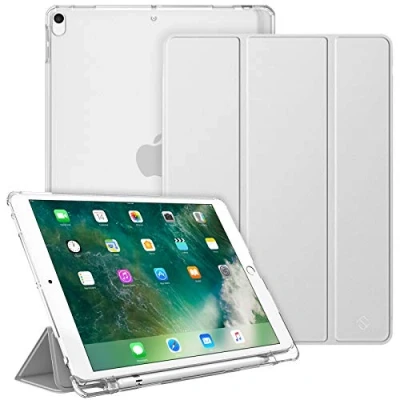 Afbeelding van FINTIE beschermhoes voor iPad Air 3 2019 / Pro 10.5 2017, transparante met penhouder, automatische slaap/wake functie, zilverkleurig