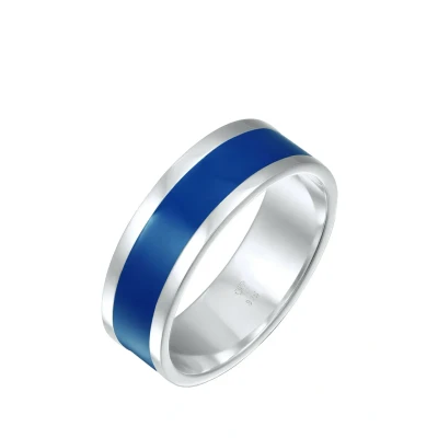Afbeelding van Kuzzoi Basic GEO Emaille Casual Ring, Heren, Maat: 62, Blau