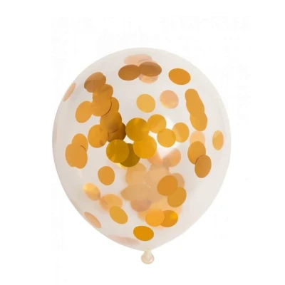 Image de Ballon transparent avec confettis en or 6 morceaux
