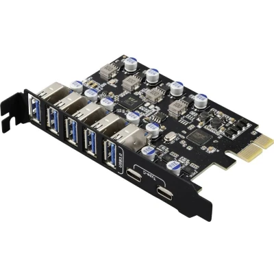 Afbeelding van Renkforce RF 6613198 5 + 2 poorten USB 3.2 Gen 1 controllerkaart A 3.0, C PCIe x1