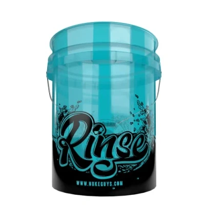 Afbeelding van Nuke Guys Grit Guard Emmer Transparant Zwart Blauw + Logo 20 Liter
