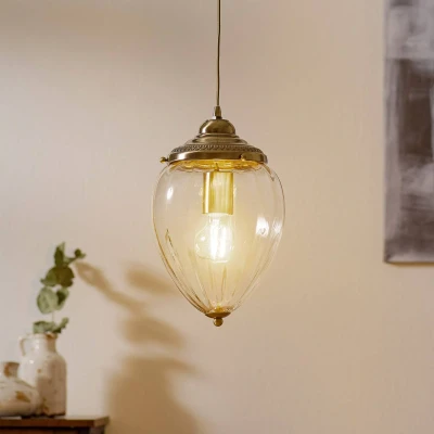 Afbeelding van Hanglamp Pineapple, messing antiek